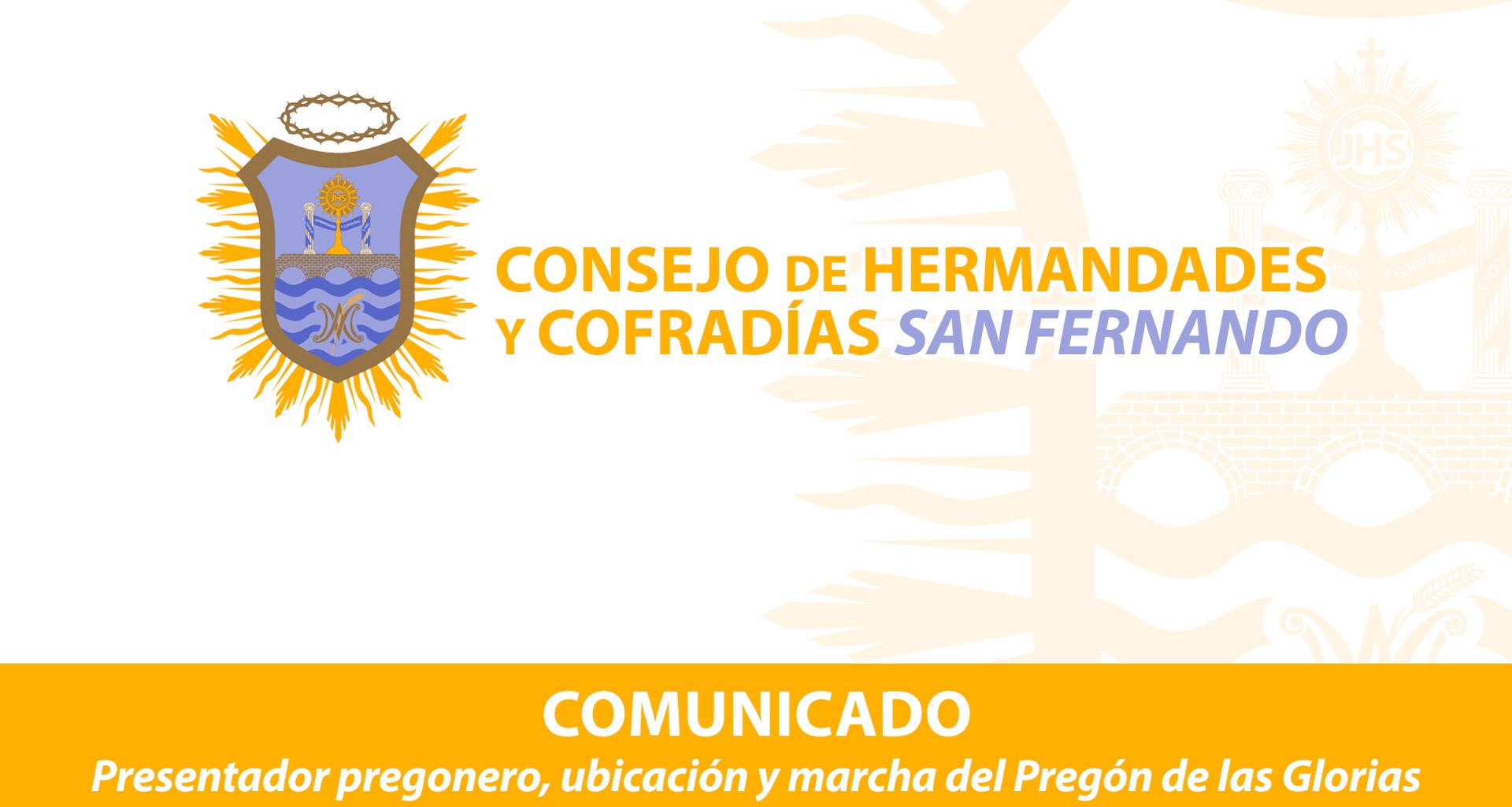 Presentador del pregonero, ubicación y marcha del pregón de las Glorias 2026